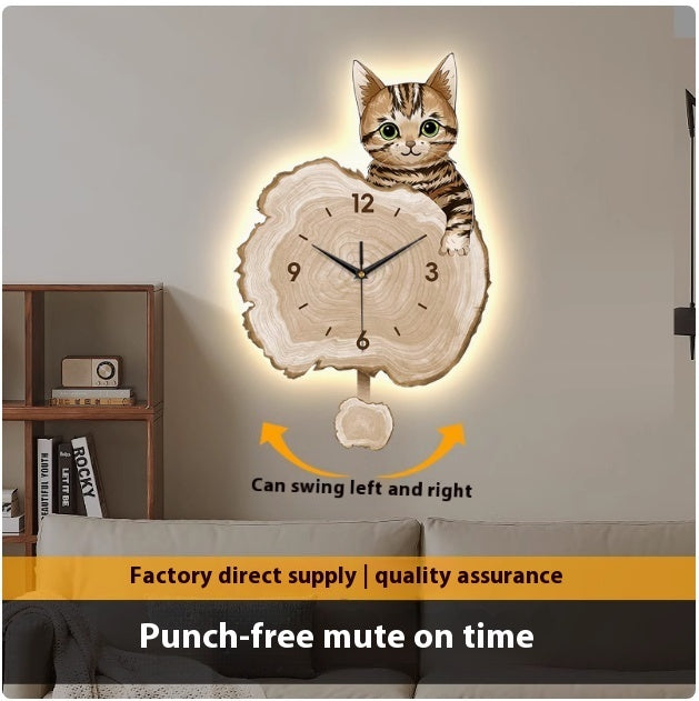 Cute Cartoon Cat Clock Watch With Cream Wind