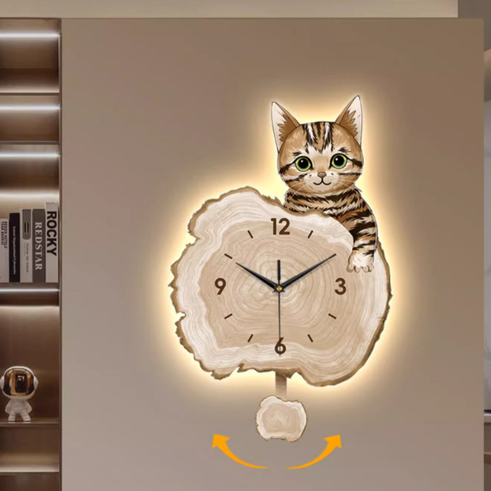 Cute Cartoon Cat Clock Watch With Cream Wind