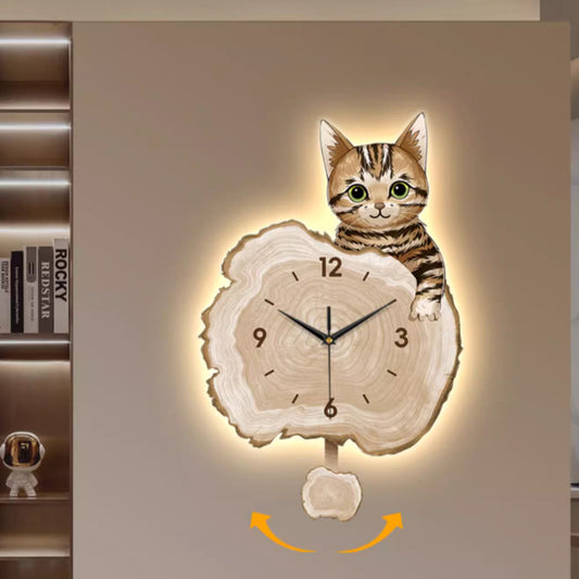 Cute Cartoon Cat Clock Watch With Cream Wind